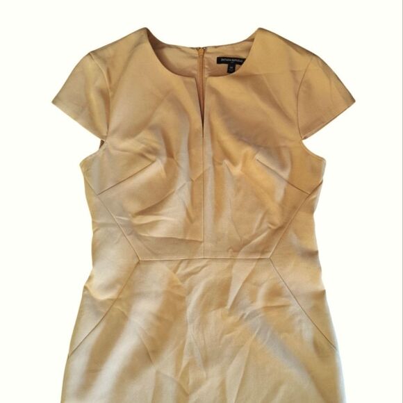 Banana Republic Factory Mustard Short Sleeve Midi Sheath Dress Size 10 - Picture 4 of 13